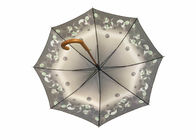 8 แผงโพลีเอสเตอร์ไม้ร่มไม้ป้องกันรังสียูวี Pongee ออกแบบลายดอกไม้ ผู้ผลิต